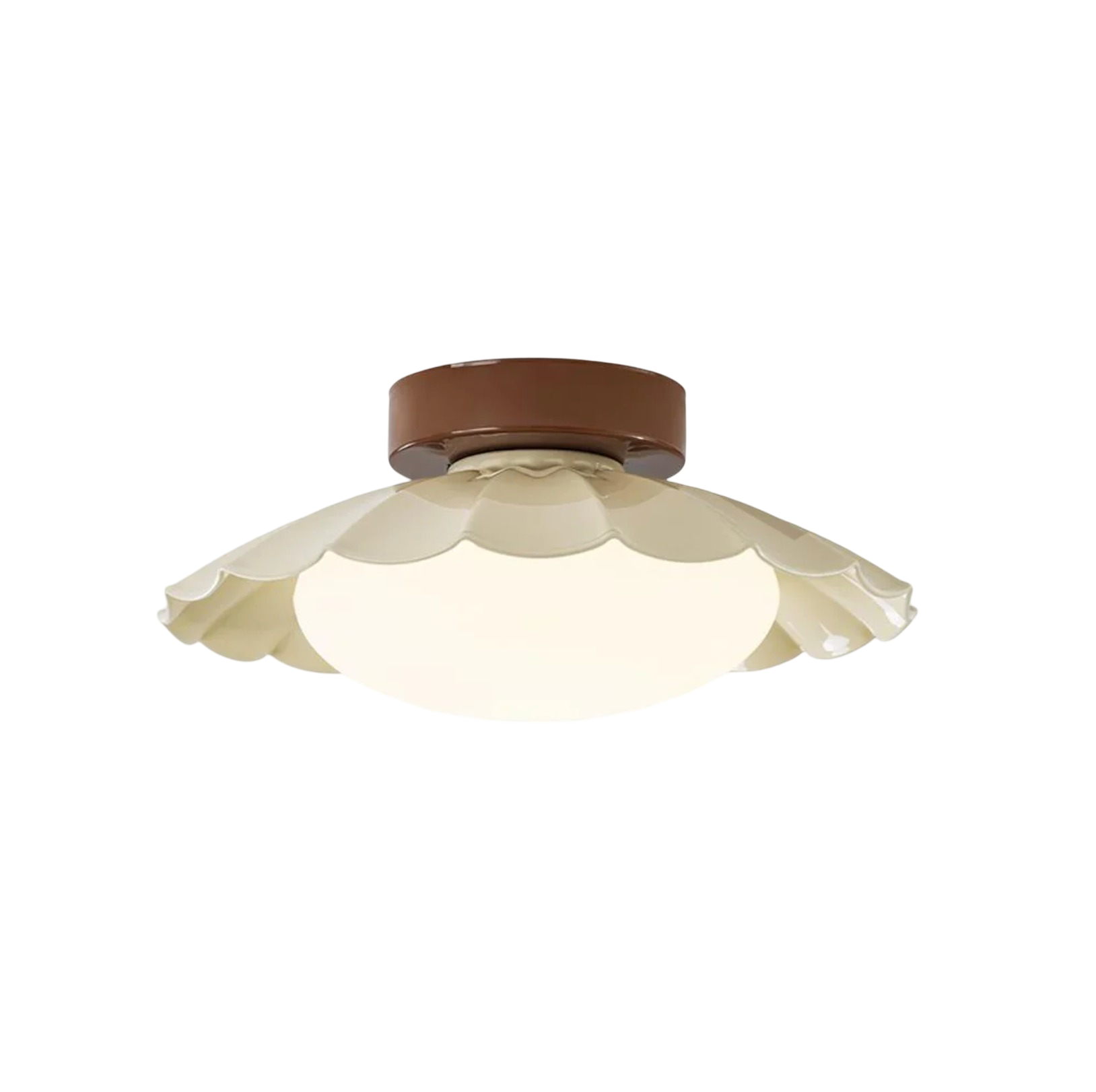 Scalloped Edge Semi-Flush Mount Ceiling Light - Decorative Ruffled Shade Fixture