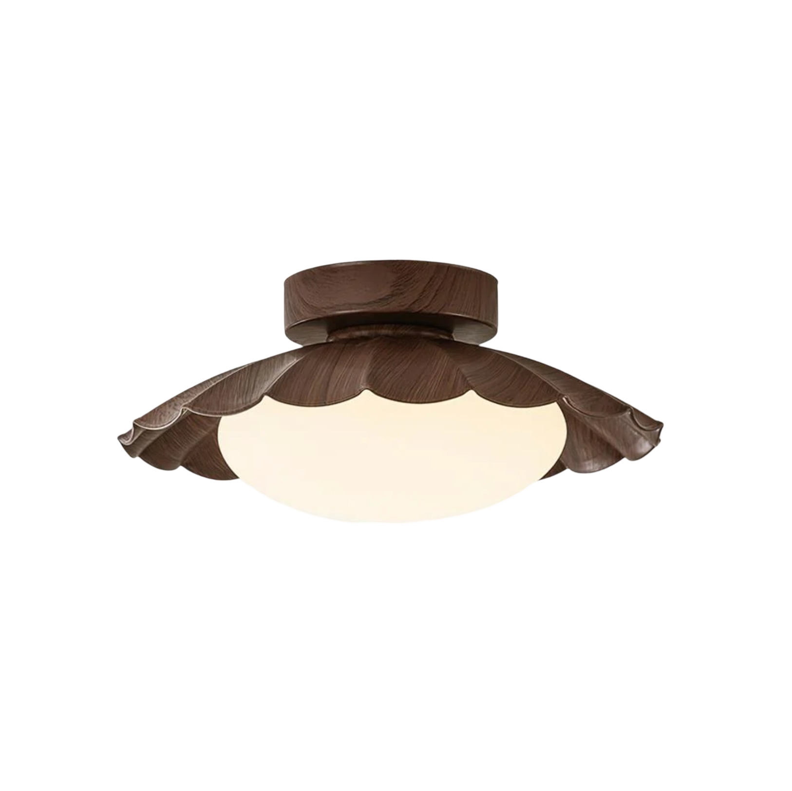 Scalloped Edge Semi-Flush Mount Ceiling Light - Decorative Ruffled Shade Fixture