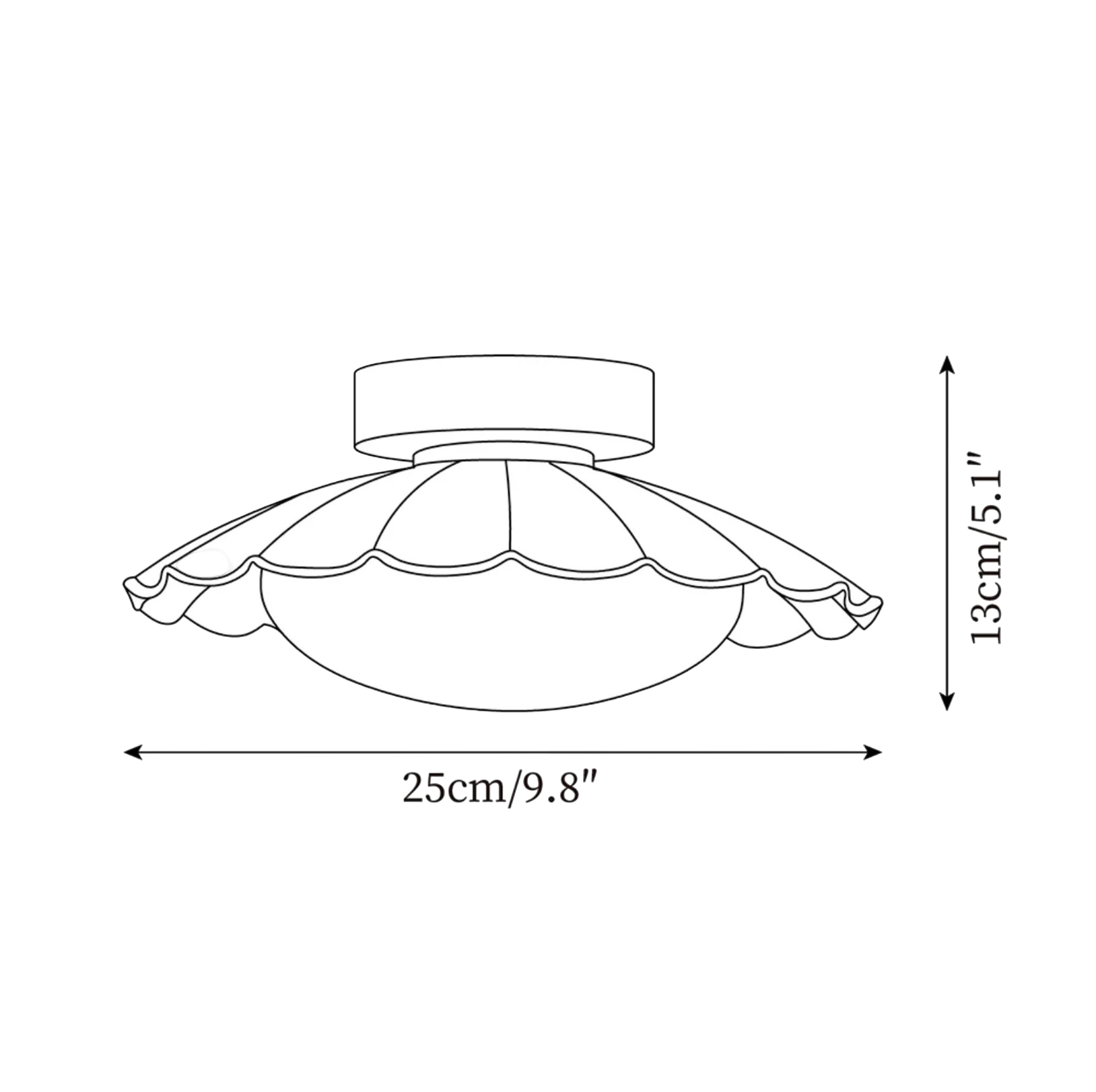 Scalloped Edge Semi-Flush Mount Ceiling Light - Decorative Ruffled Shade Fixture