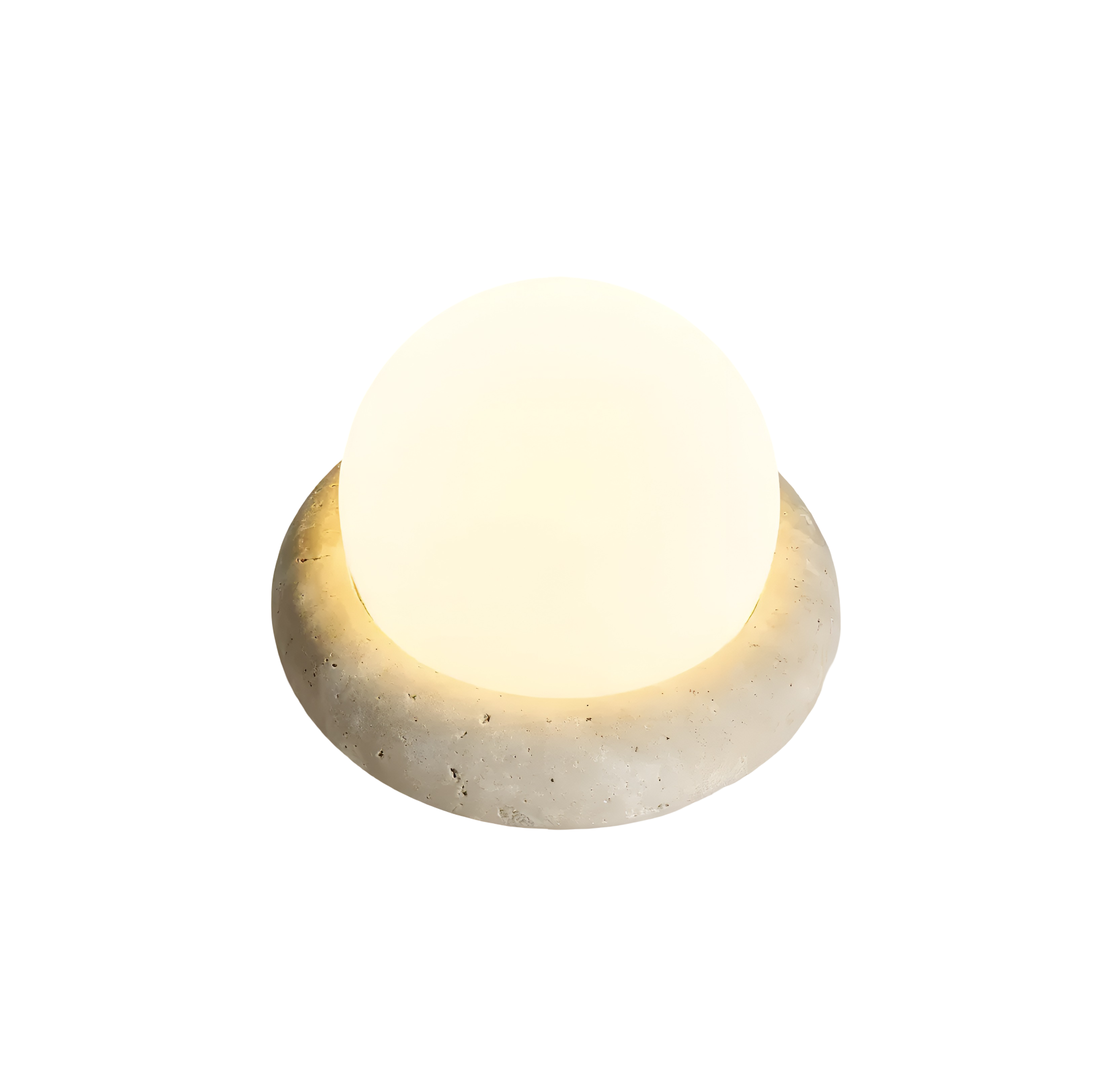 Cordless Globe Table Lamp - Rechargeable Stone Base Accent Light with Glass Orb