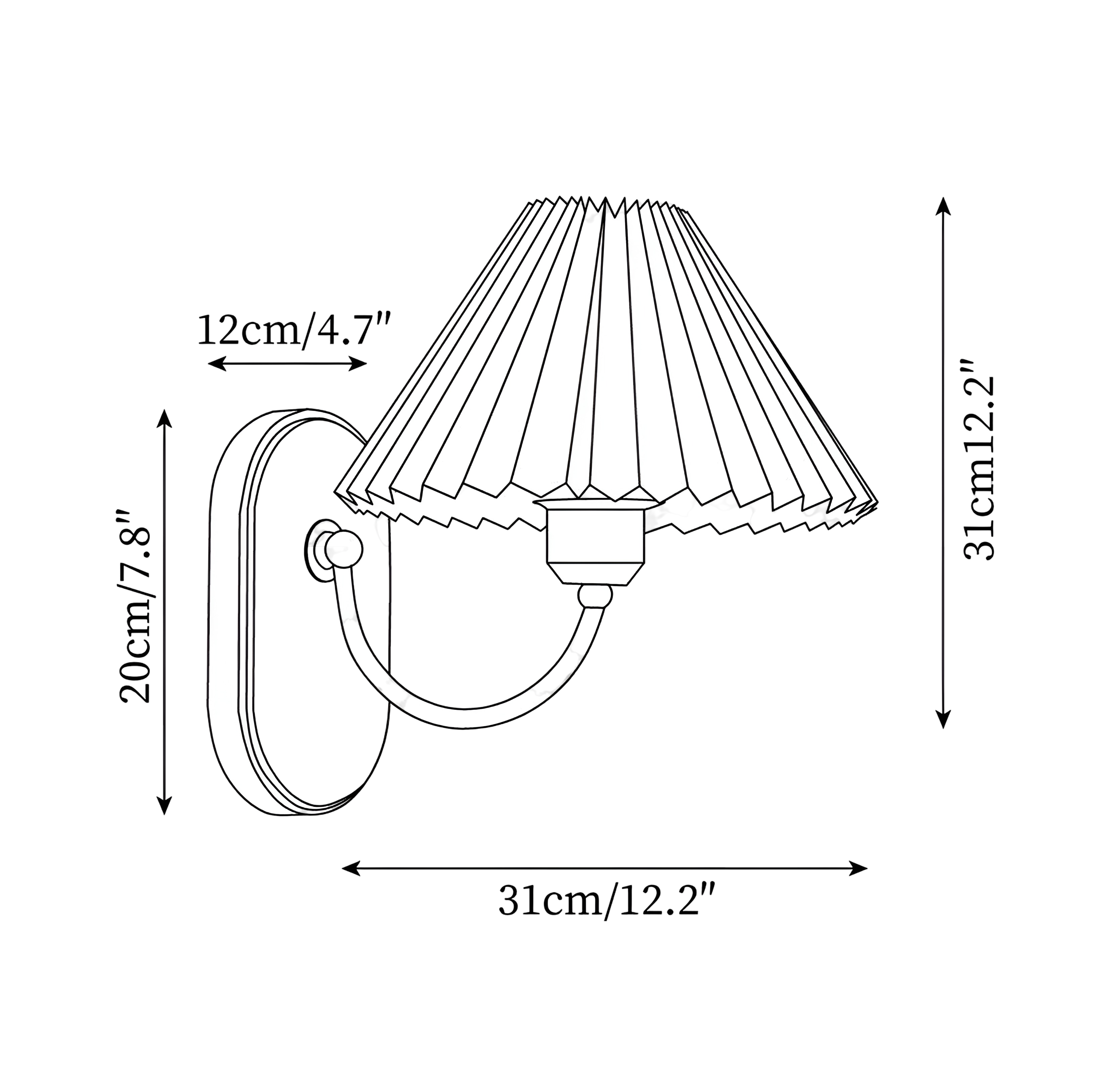 Pleated Fabric Wall Sconce with Wood Base - Plug-In Swing Arm Reading Light
