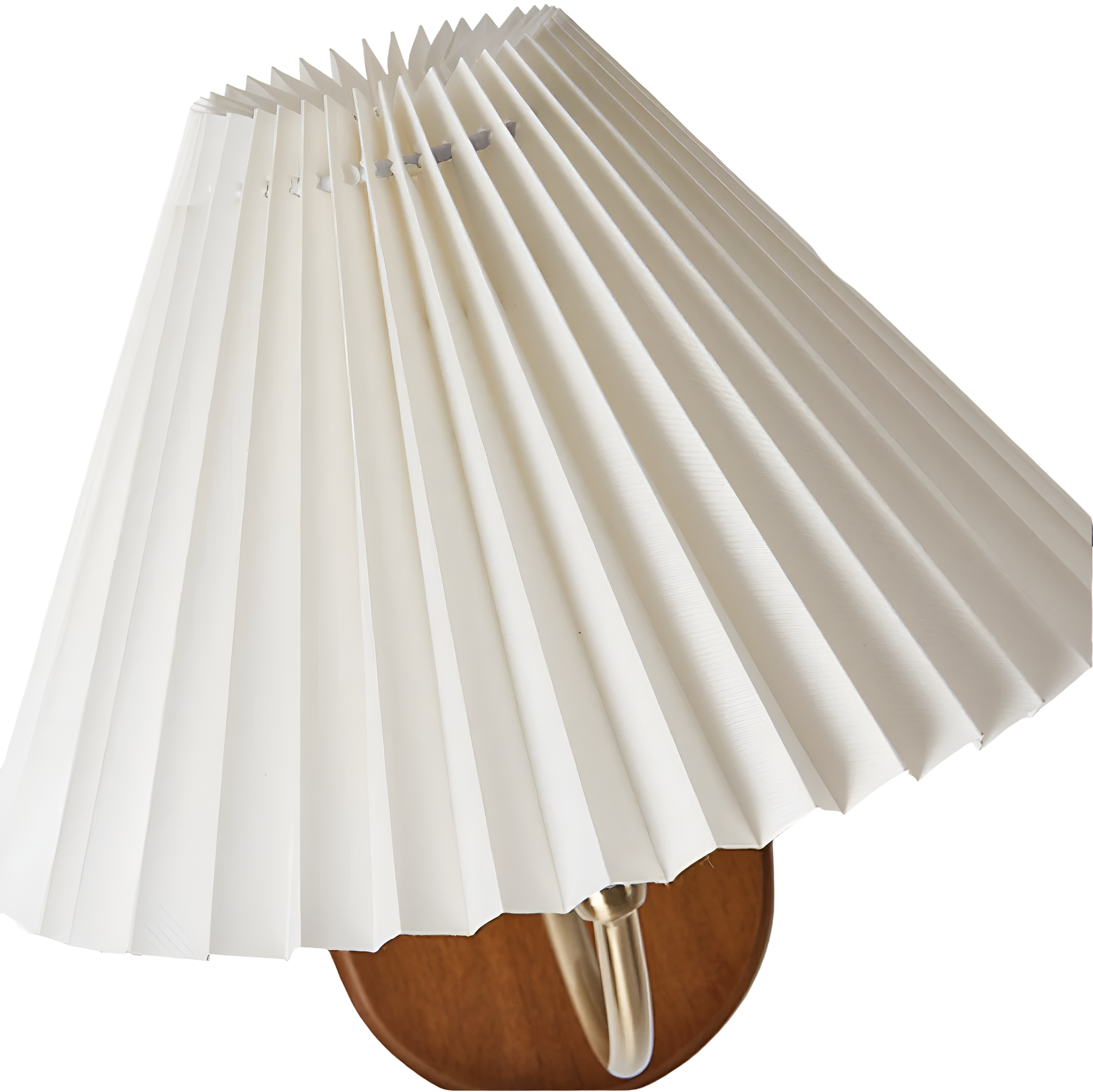 Pleated Fabric Wall Sconce with Wood Base - Plug-In Swing Arm Reading Light