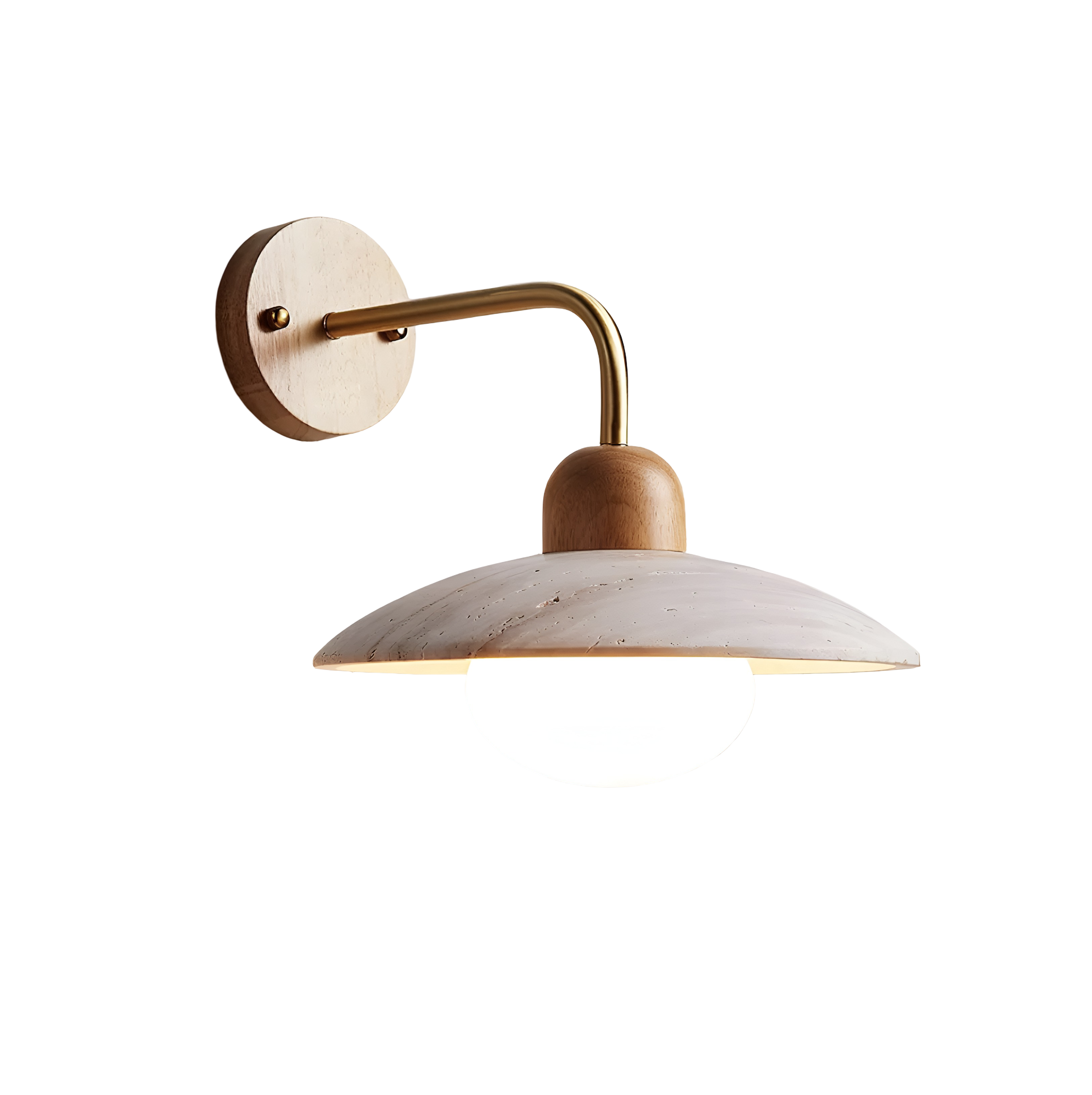 Modern Curved Arm Wall Sconce - Dome Shade Wall Light with Exposed Bulb