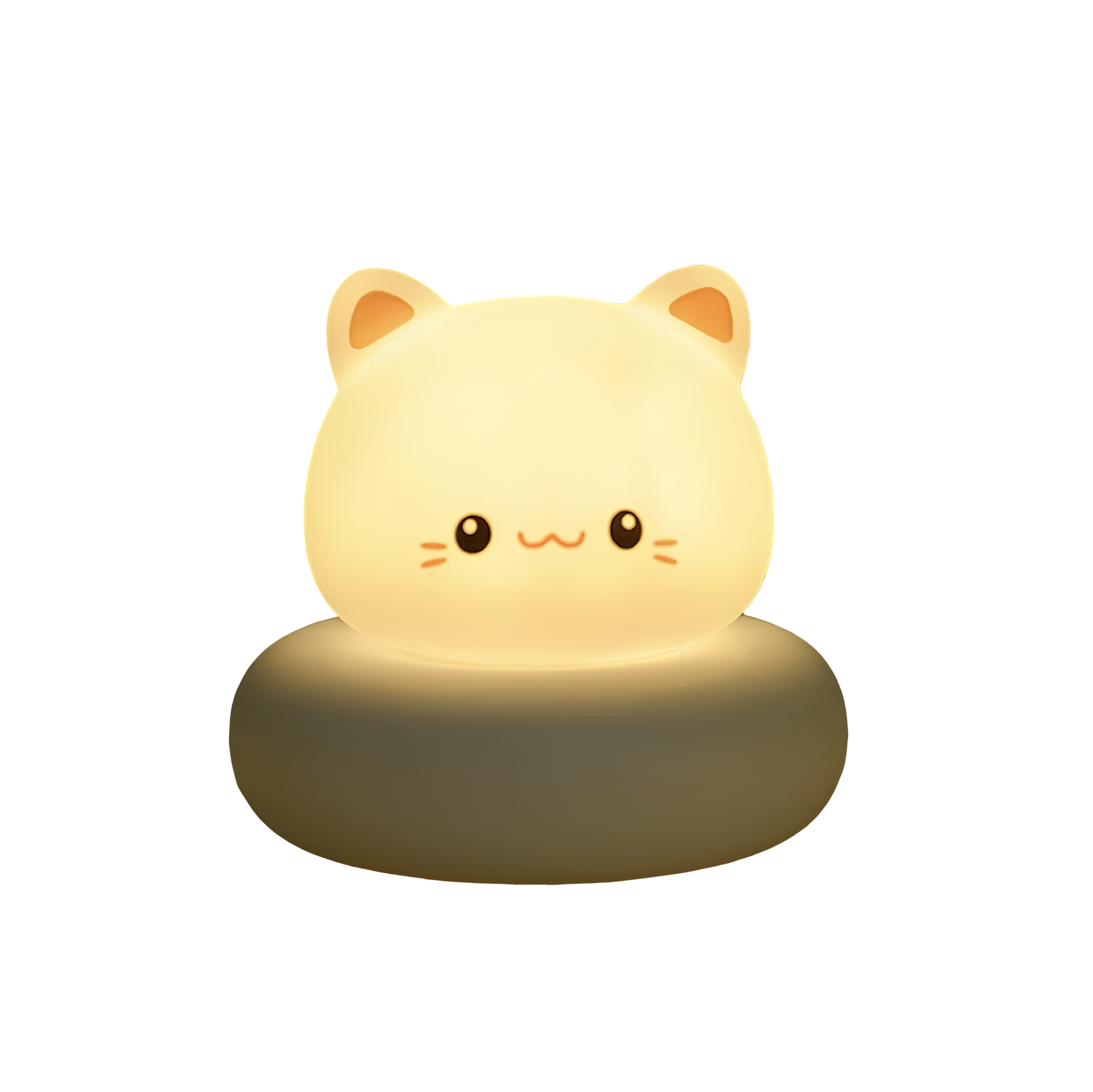 Kawaii Cat Table Lamp - Cute Kitten Night Light with Soft Silicone Body & Rechargeable LED