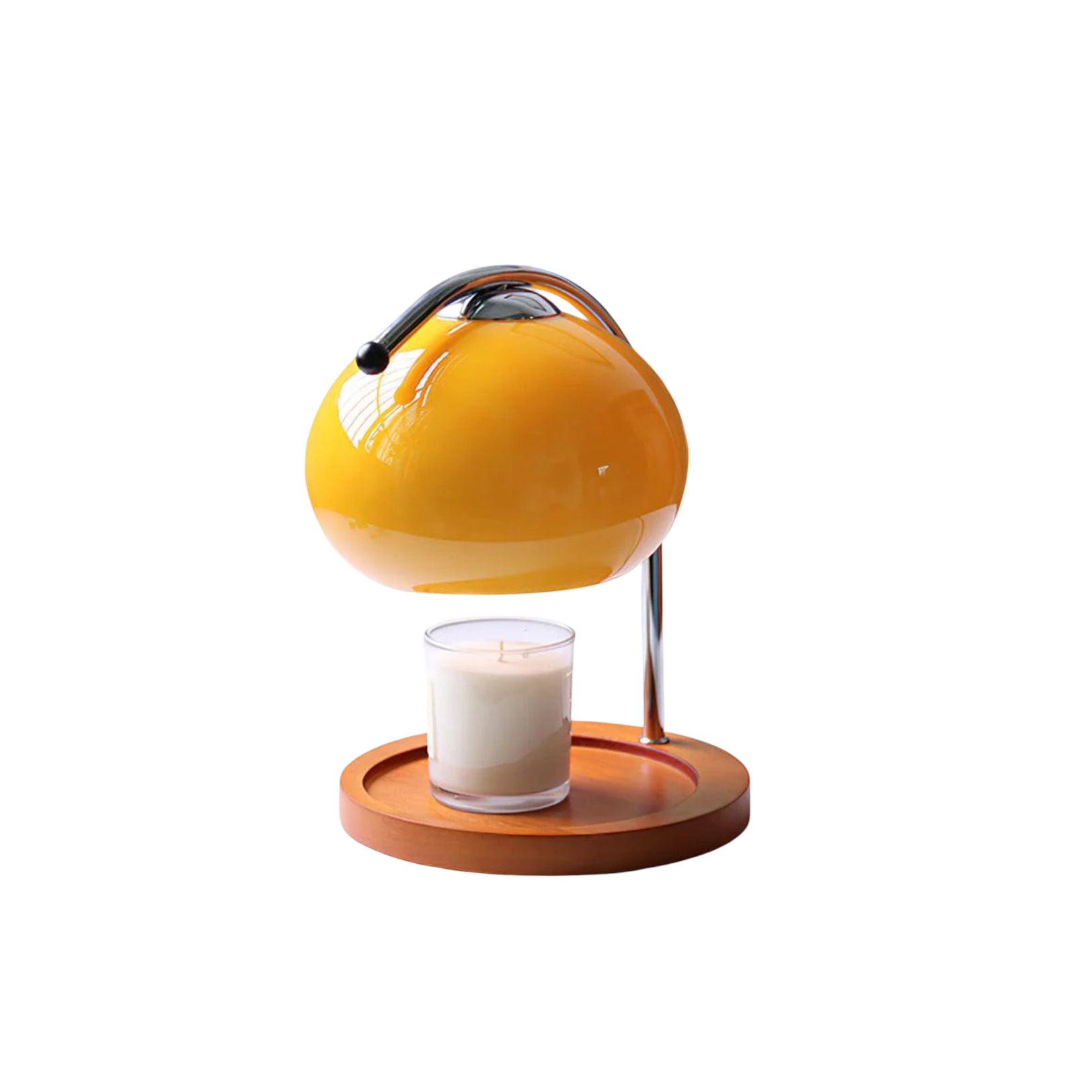 Electric Candle Warmer Lamp - Adjustable Orange Dome Candle Melter with Wood Base