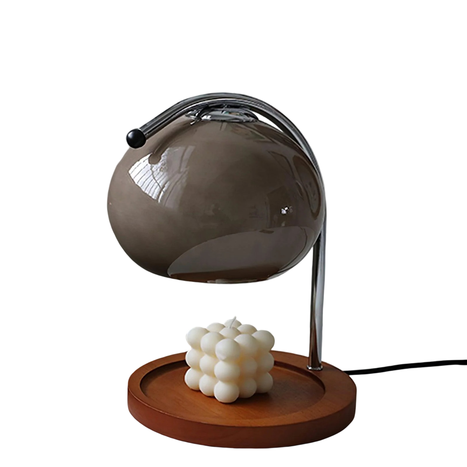 Electric Candle Warmer Lamp - Adjustable Orange Dome Candle Melter with Wood Base