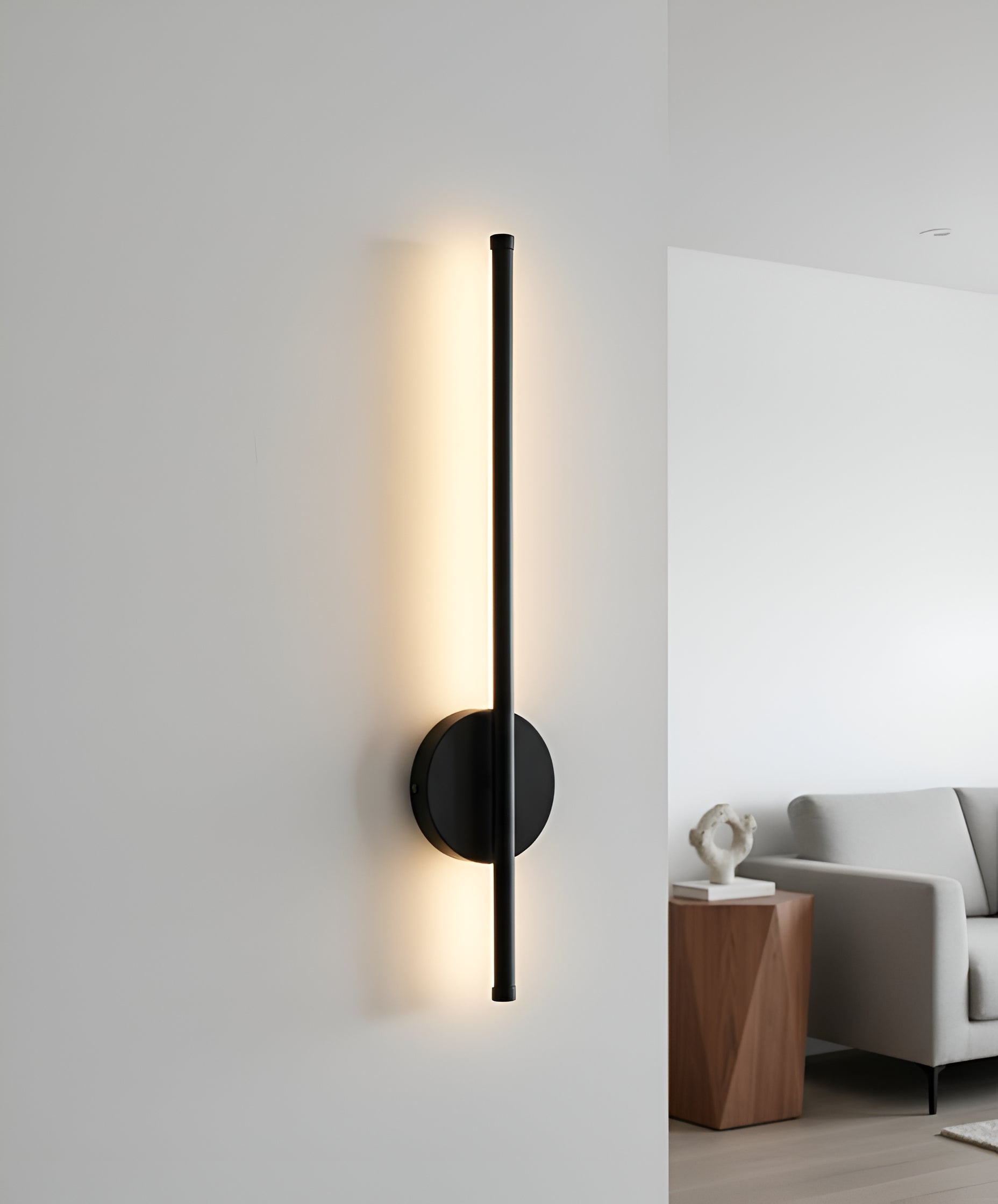 Linear LED Wall Sconce with Circular Mount