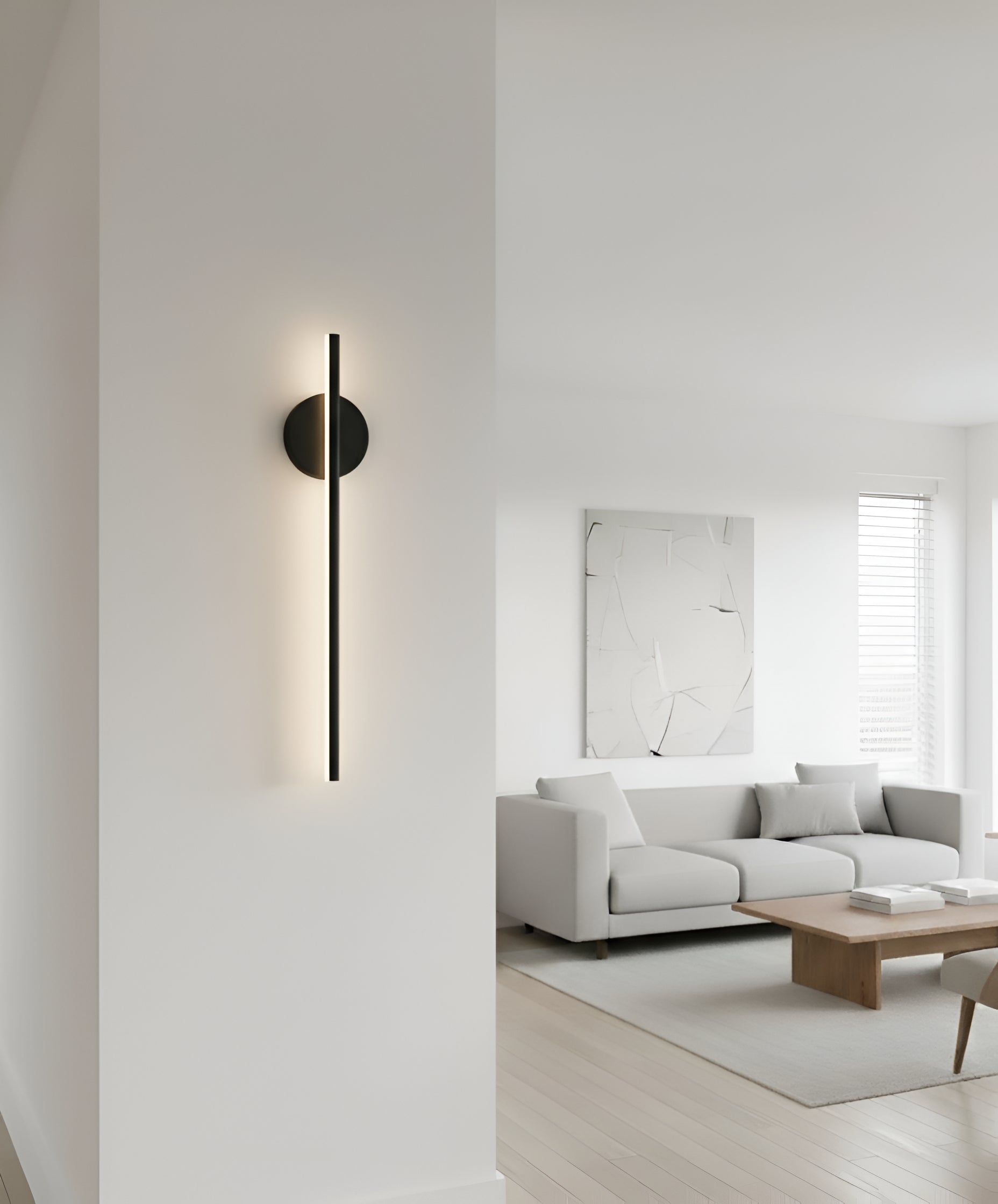 Linear LED Wall Sconce with Circular Mount