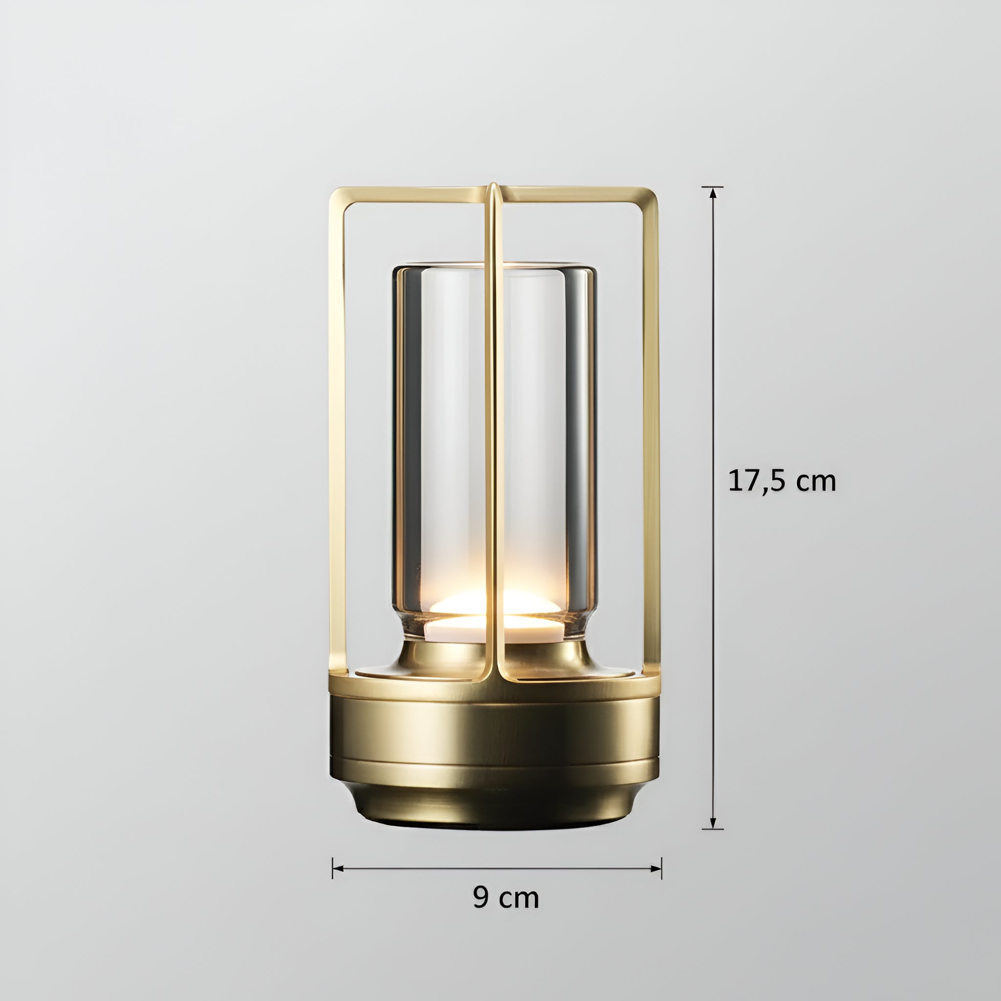 Modern Brass Table Lamp with Glass Hurricane Shade