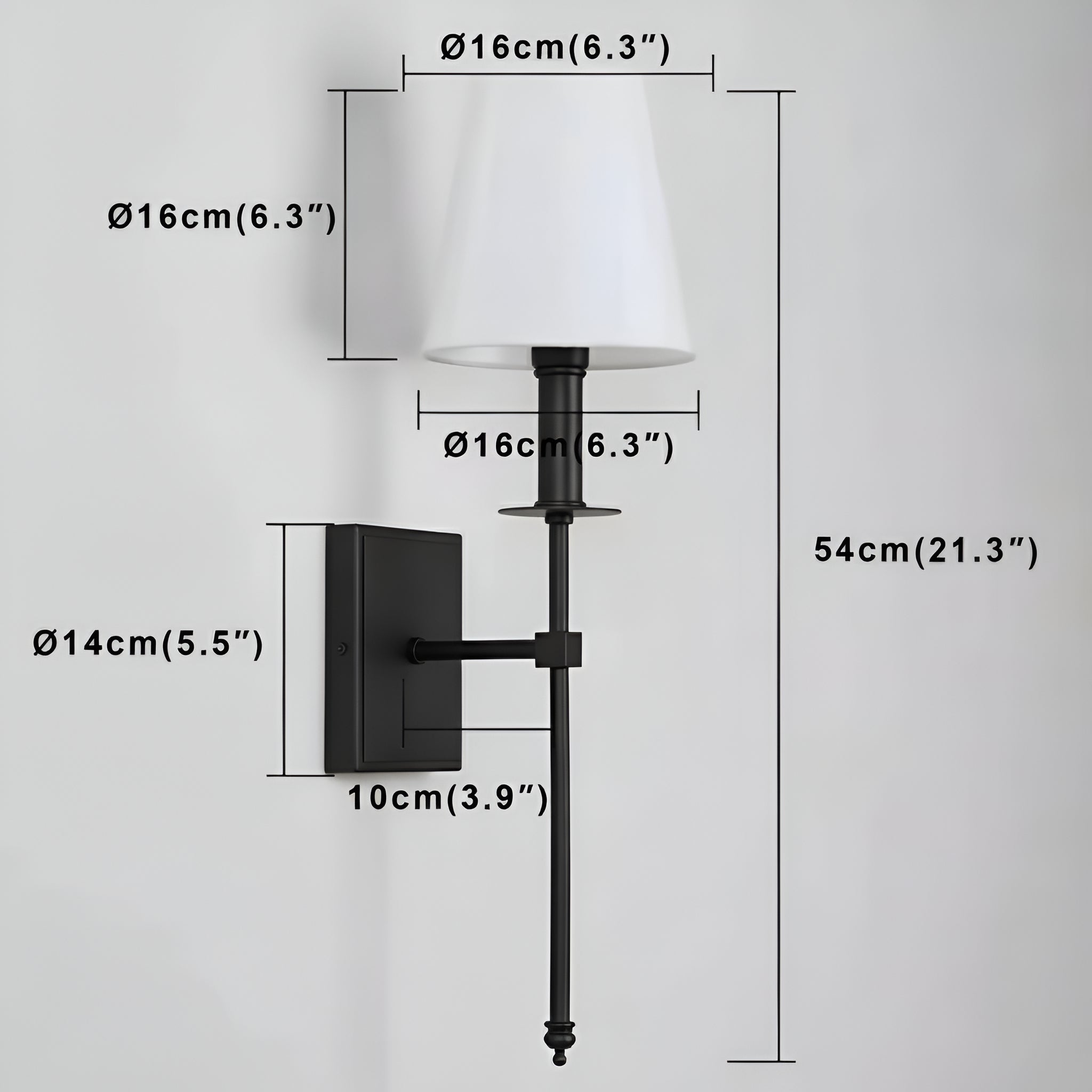Rustic Black Swing Arm Wall Lamp with White Shade