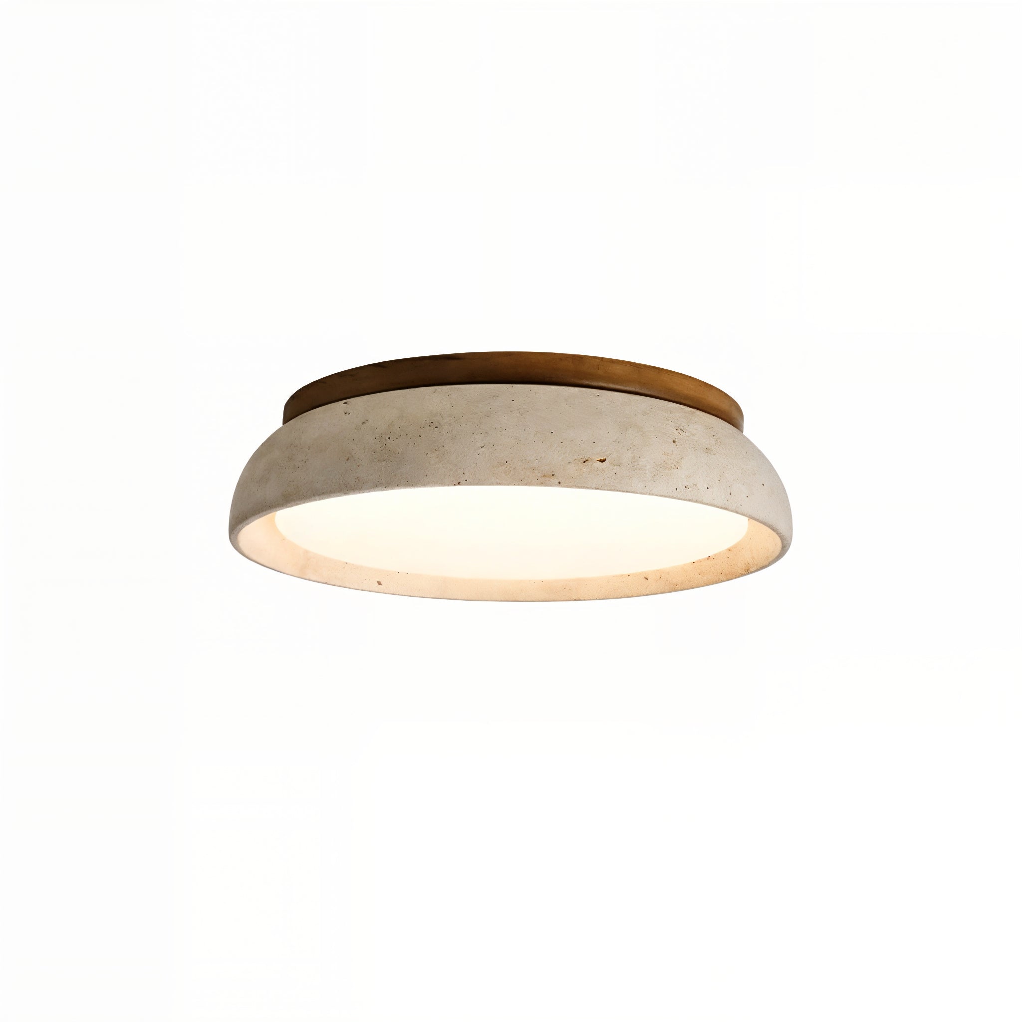 Concrete Flush Mount Ceiling Light with Wood Accent