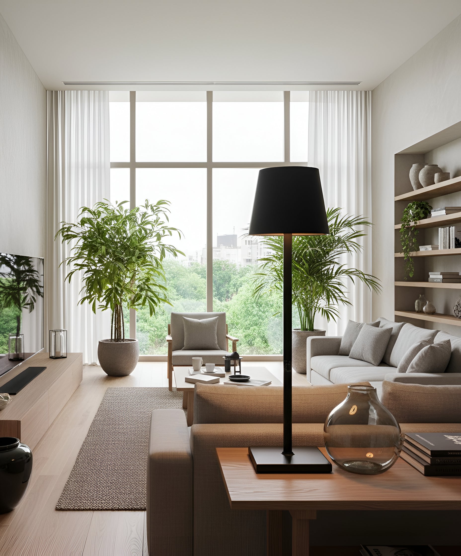 Modern Metal Table Lamp with Metal Drum Shade - 7 Colors