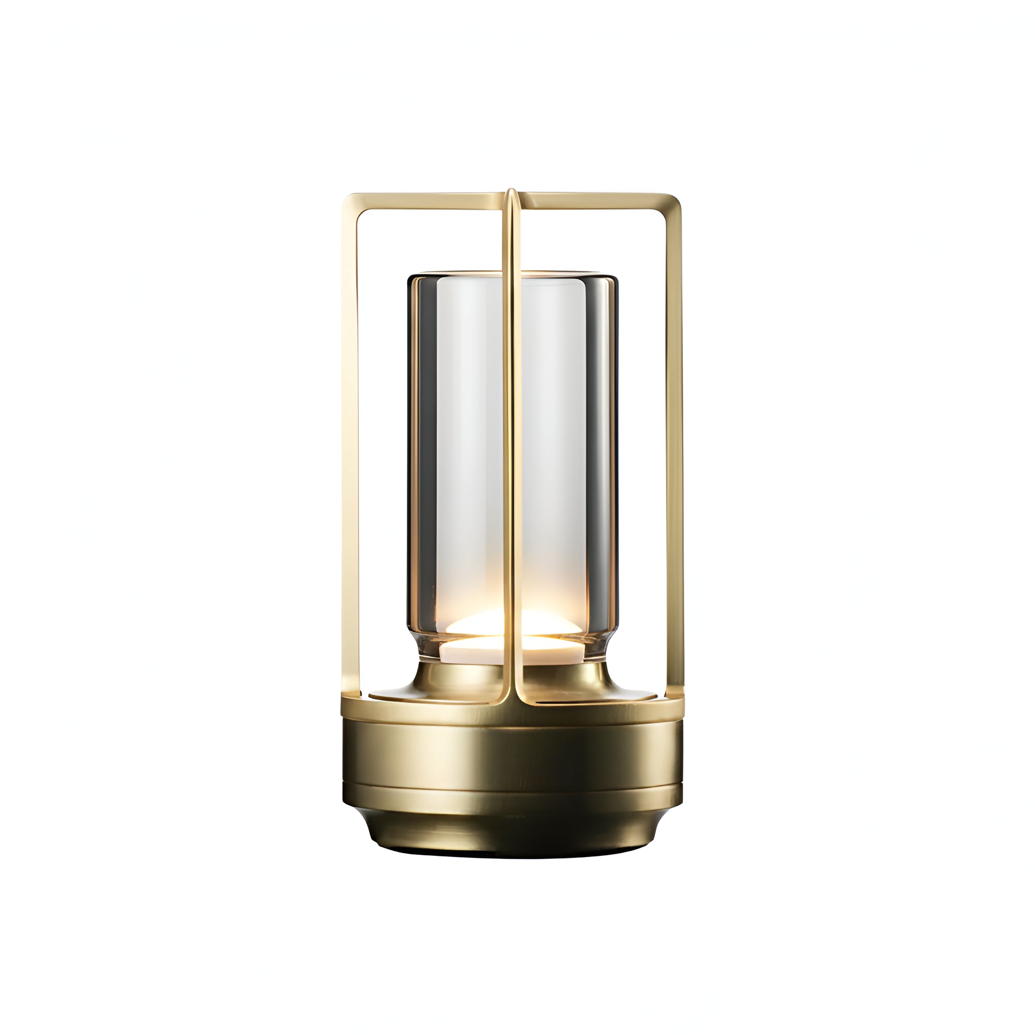 Modern Brass Table Lamp with Glass Hurricane Shade