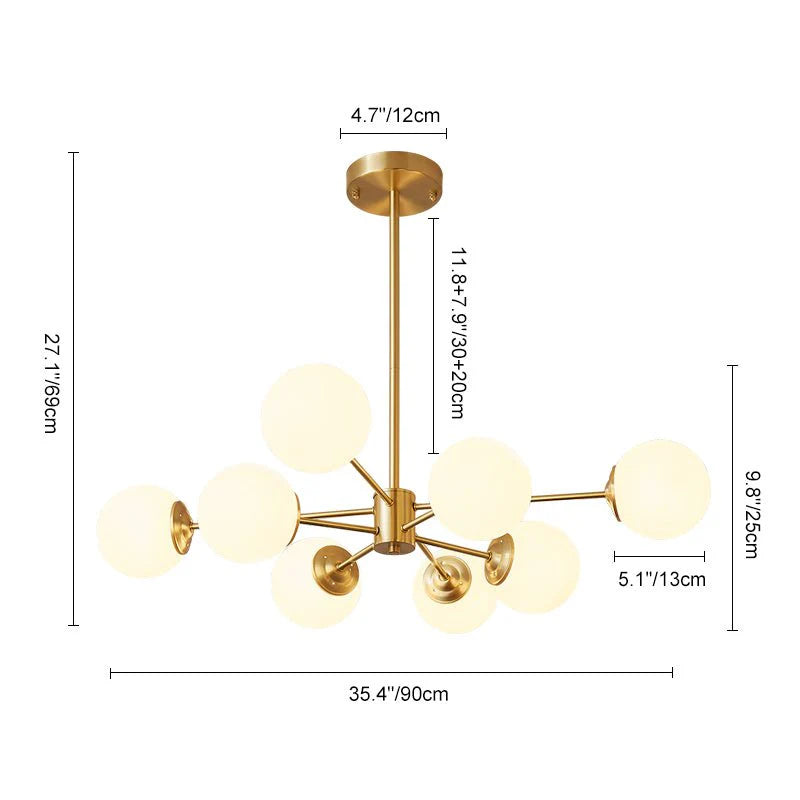 Modern 6/8/12-Glass Globes Pendant Chandelier