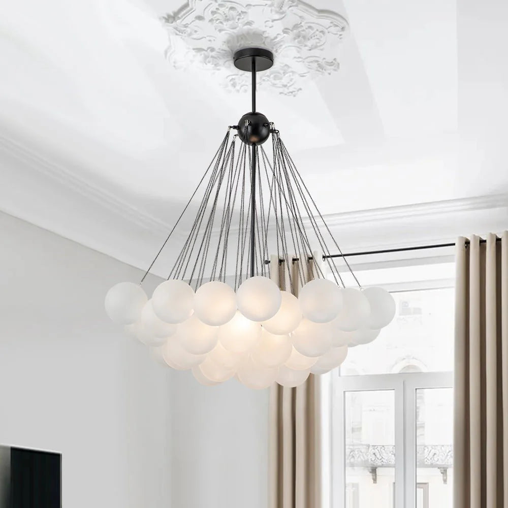 Modern White Glass Globe Clouds Pendant Chandelier