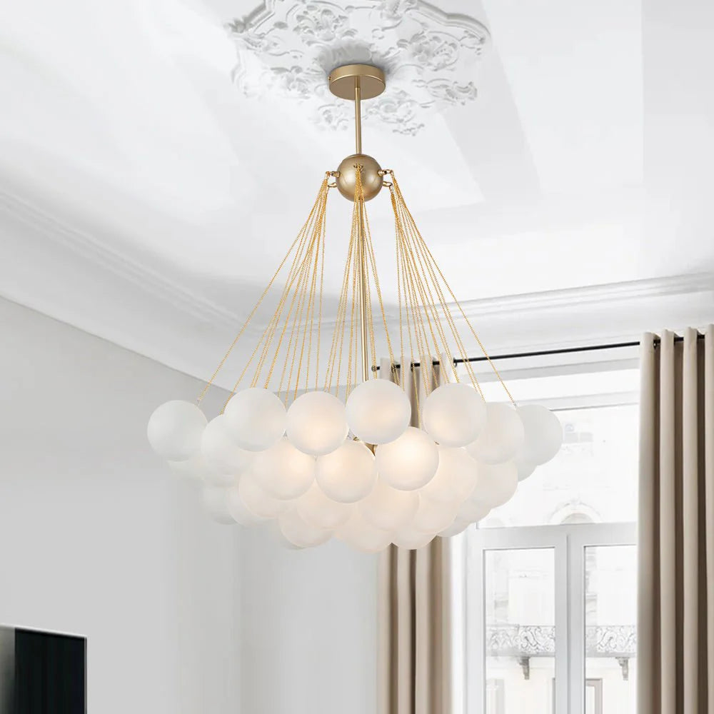 Modern White Glass Globe Clouds Pendant Chandelier