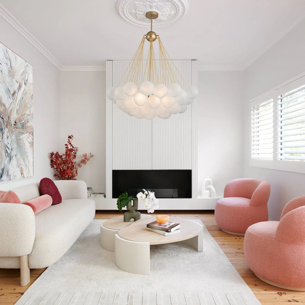 Modern White Glass Globe Clouds Pendant Chandelier