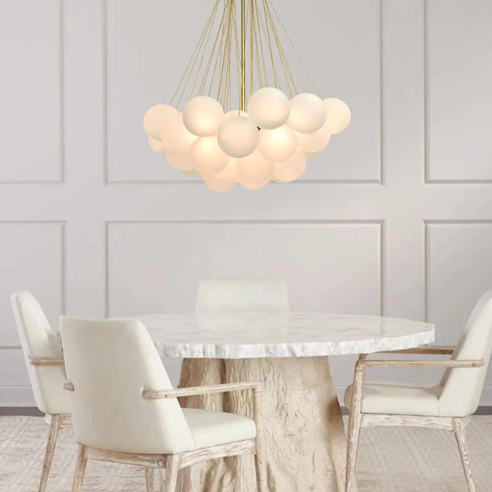 Modern White Glass Globe Clouds Pendant Chandelier